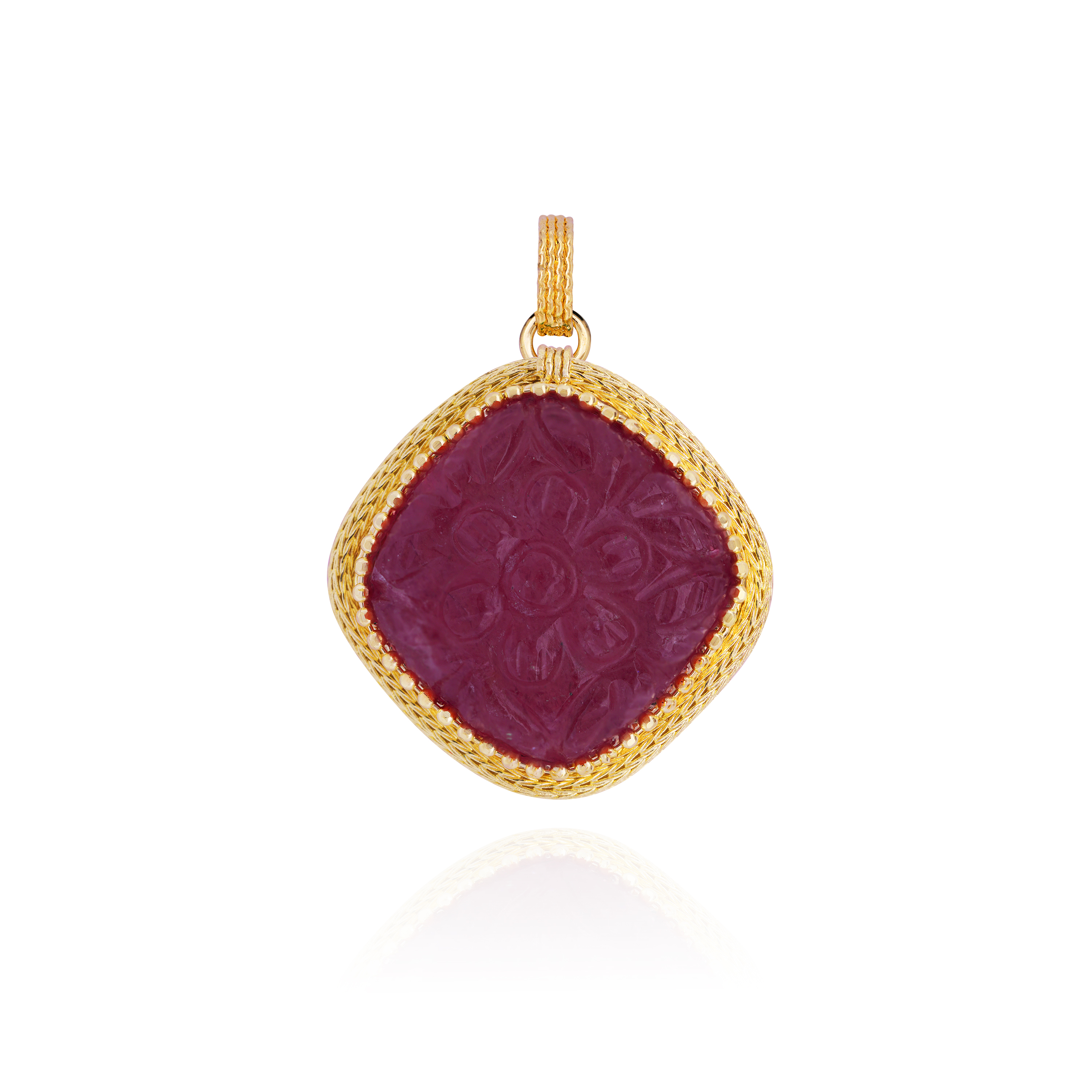 Chi Carved Cherry Quartz Pendant